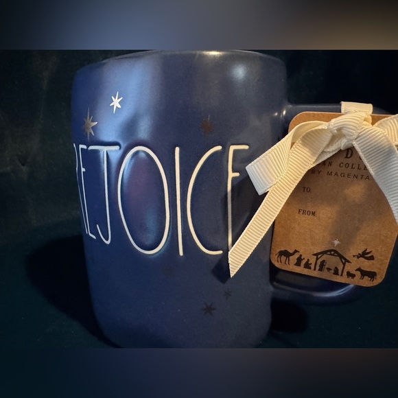 ⭐️ Rae Dunn 'Rejoice' Mug with Star Accents Beautiful dark navy blue - Picture 5 of 7